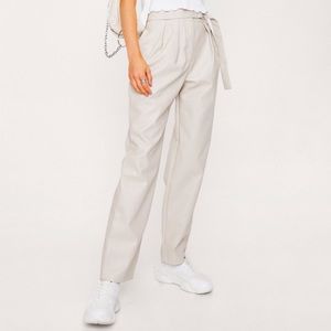 High Waisted Tie Belt Pants
